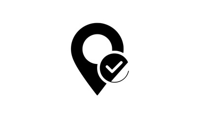 Obraz premium Minimal black location pin with check mark vector icon