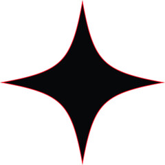 Obraz premium 3D black and red star vector icon featuring a bright metal triangle design and a gold button element for a Christmas decoration symbol