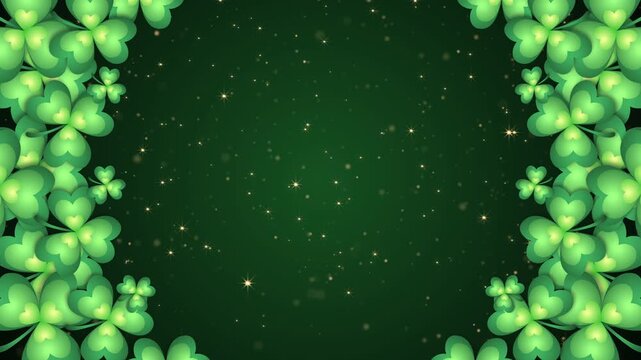 abstract green clovers and stars background