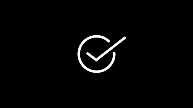 check mark icon animated on the black background.
