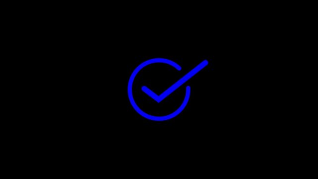 check mark icon animated on the black background.