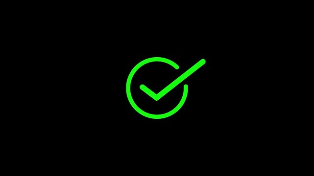 check mark icon animated on the black background.