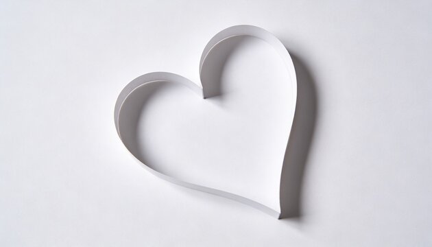 Paper Cut Heart Shape Minimal Valentine&rsquo;s Day Concept Isolated