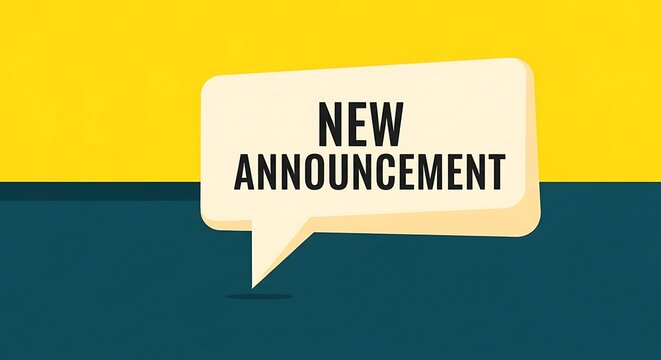 Modern New Announcement Message in Speech Bubble Graphic.