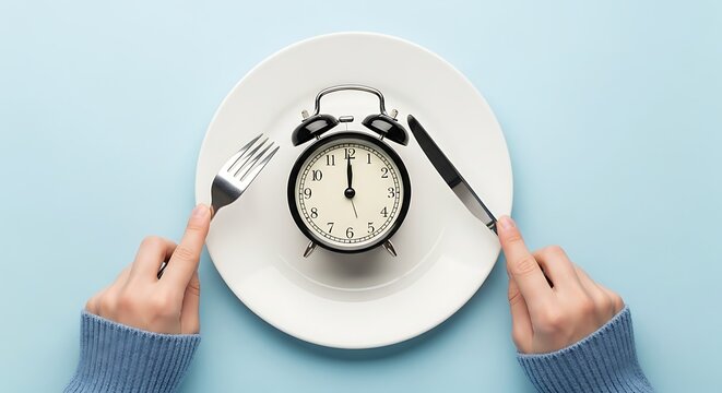 Intermittent Fasting Clock on Plate.