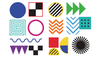 Obraz premium A colorful collection of geometric shapes on a white background