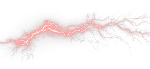 Powerful red thunder lightning with bright electric glow and dramatic energy burst PNG