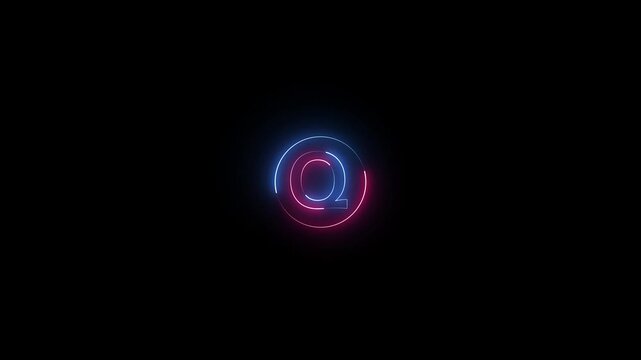 Glowing neon capital letter with alphabet text Q and neon circle animation . Glowing Neon Letter Q Animation on Black Background. Futuristic neon Font text Animation.