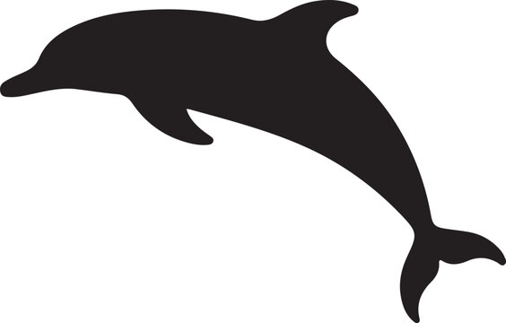 Black vector silhouette,set of dolphin silhouettes ,vector illustration
