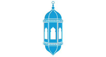 Blue traditional islamic lantern icon isolated on white background for ramadan kareem. © MSTSHUKURI
