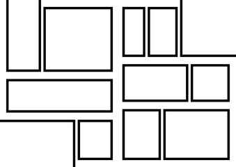 漫画のコマ割り風フレームセット・スタイリッシュなマルチフォトフレーム