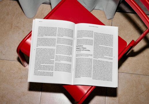 Mockup Of Open Magazine With Customizable Pages