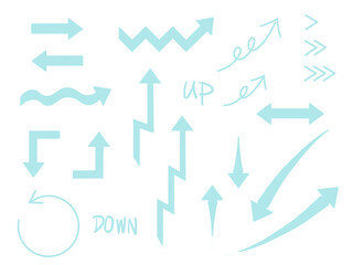 水色のいろいろ矢印のセット素材