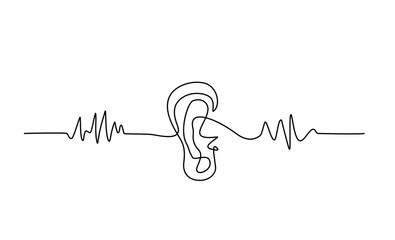  Human ear single line art , minimal continuous one line hand drawing outline vector illustration art.