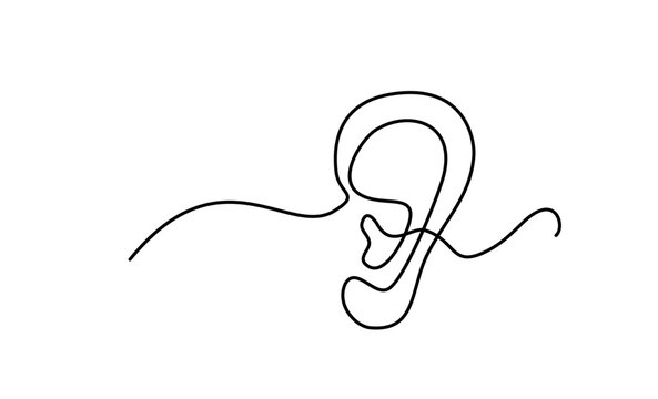  Human ear single line art , minimal continuous one line hand drawing outline vector illustration art.