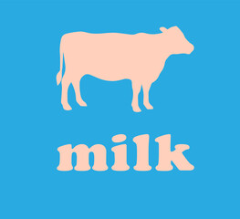 milk, cow blue background,