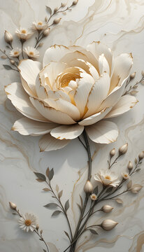 Natural Marble Tiles, Interiror, stylized flower Floor Tile