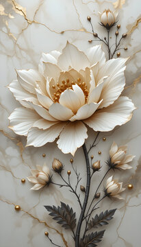 Natural Marble Tiles, Interiror, stylized flower Floor Tile