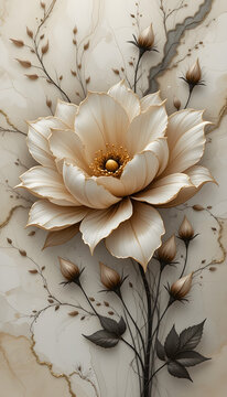 Natural Marble Tiles, Interiror, stylized flower Floor Tile