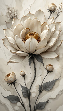 Natural Marble Tiles, Interiror, stylized flower Floor Tile