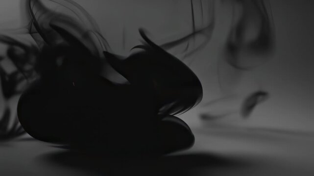 Abstract image of swirling, dark smoke against a neutral background