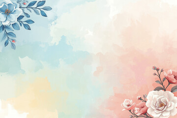 A serene floral background with soft watercolor flowers and leaves