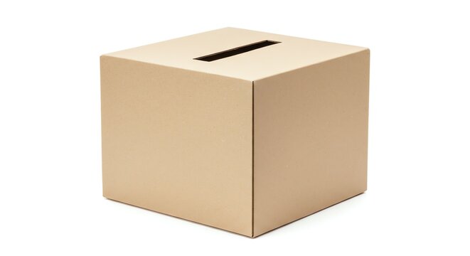 Cardboard donation box with transparent background