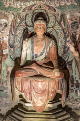 Naklejka premium Ancient Bodhisattva statues in the Dunhuang Caves, China
