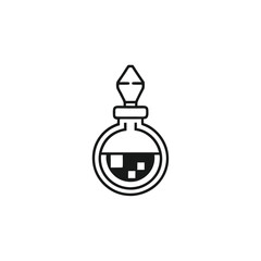 Obraz premium Retro Game Potion Bottle Silhouette, Pixelated Black and White Magic Elixir Flask Asset