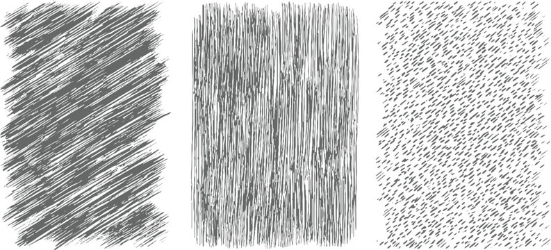 Three distinct grey textured patterns with varying line and dash densities lines dashes