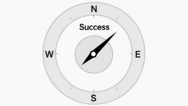 Graphic compass diagram symbolizing direction and progress toward success.