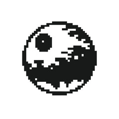 Sci-Fi Alien Planet Silhouette, Simple Black and White Vector