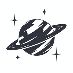 Two Solid Suns Over Alien Planet, Sci-Fi Scene Vector Art