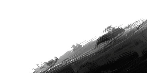 Abstract grunge texture featuring black ink splashes on a white background evokes a cold winter landscape of snow and ice with a flowing river stream © NAYEM