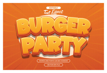 Burger party editable text effect with 3d text style