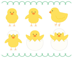 かわいいひよこのベクターイラストセット © chie