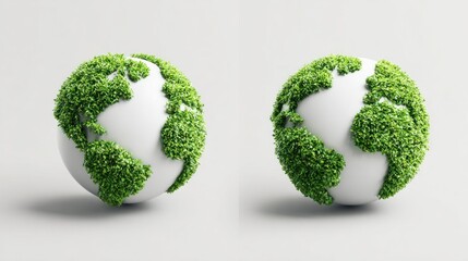 Green planet earth covered in lush green leaves symbolizing environmental protection and sustainability