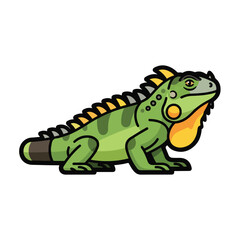 Obraz premium A cartoonish green dinosaur with yellow spines