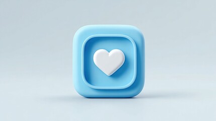 Minimalist blue icon with a white heart symbol inside, representing love and social media engagement