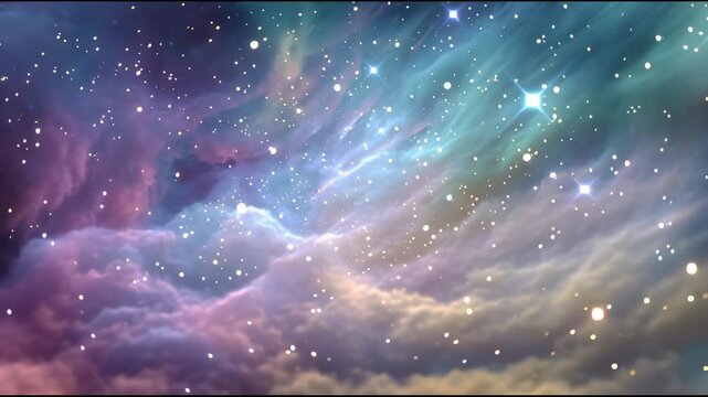 Vibrant Galaxy Scene with Stars and Nebula Formations in Deep Space View