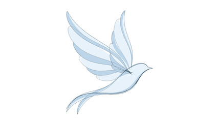 Obraz premium Stylized blue dove in flight represents peace, freedom, and spiritual grace through elegant minimalist graphic design lines.