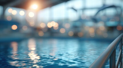 Obraz premium Blurred background of dolphinarium used for aquatic themed design.