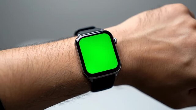 Smartwatch Green Screen Mockup on Wrist - Customizable Display