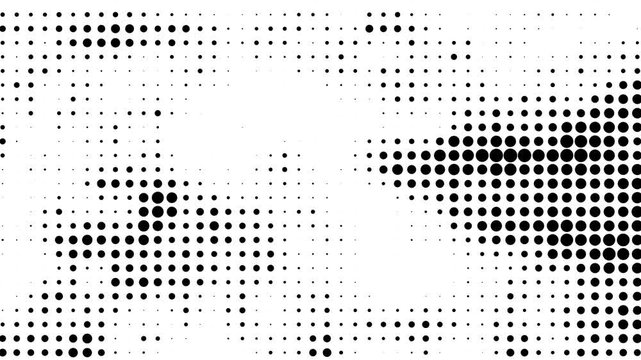 Abstract black and white dotted halftone pattern stop motion background