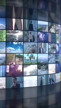 Digital video wall displaying diverse content simultaneously