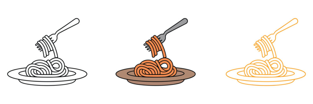 Spaghetti noodles icon vector, restaurant menus and food blog symbol, perfect for Italian cuisine illustrations