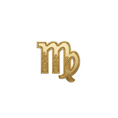 Golden Virgo zodiac symbol with ornate details