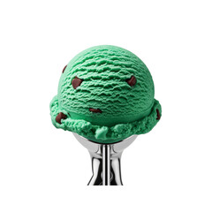 Mint chocolate chip ice cream scoop On Transparent Background