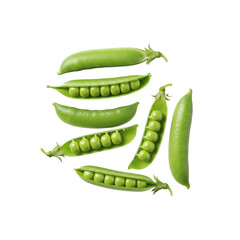 Fresh green peas in pods On Transparent Background