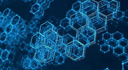 Futuristic blue cubes connected in 3D space